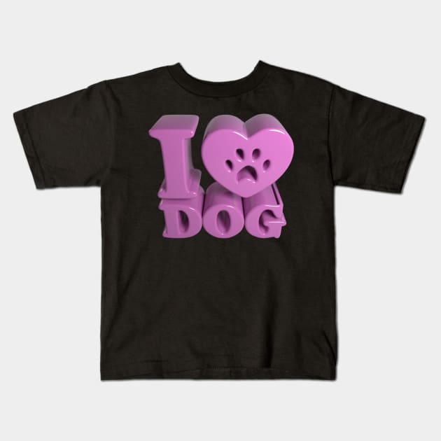 3D I Love Dog - Pbr-Dielectric Kids T-Shirt by 3DMe